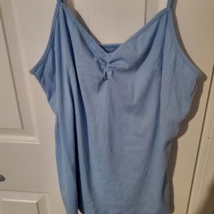Light blue, ribbed, spaghetti strapped tank top.